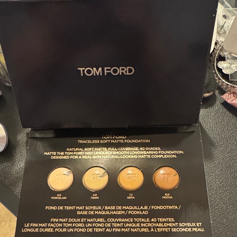 Two Cards with Tom Ford Foundation Palette - Porcelain to Mocha Shades